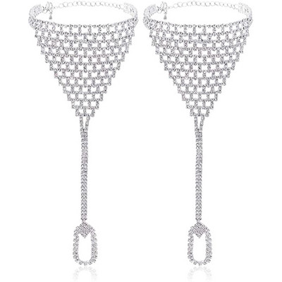 Stonefans Boho kalnų krištolinio akmens pirštų kojytės pirštų grandinėlės papuošalai moterims 2 vnt.