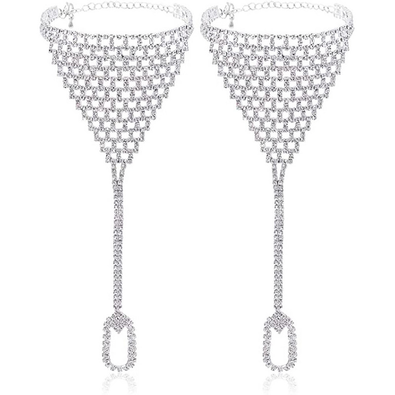 Stonefans Boho kalnų krištolinio akmens pirštų kojytės pirštų grandinėlės papuošalai moterims 2 vnt.