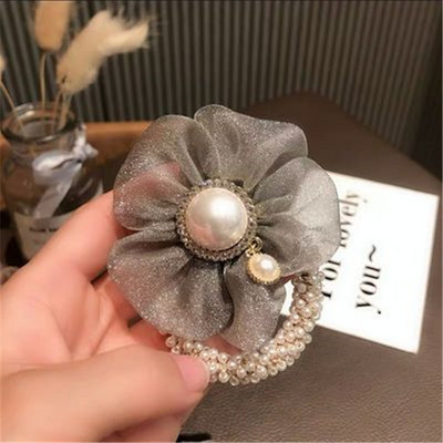 Moda doamnelor cu flori cu perle brățară cravată de păr inel elegant de păr coadă de cal elastic pentru cap frânghie banda de păr pentru fete accesorii pentru păr