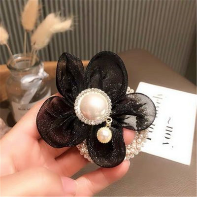 Moda doamnelor cu flori cu perle brățară cravată de păr inel elegant de păr coadă de cal elastic pentru cap frânghie banda de păr pentru fete accesorii pentru păr