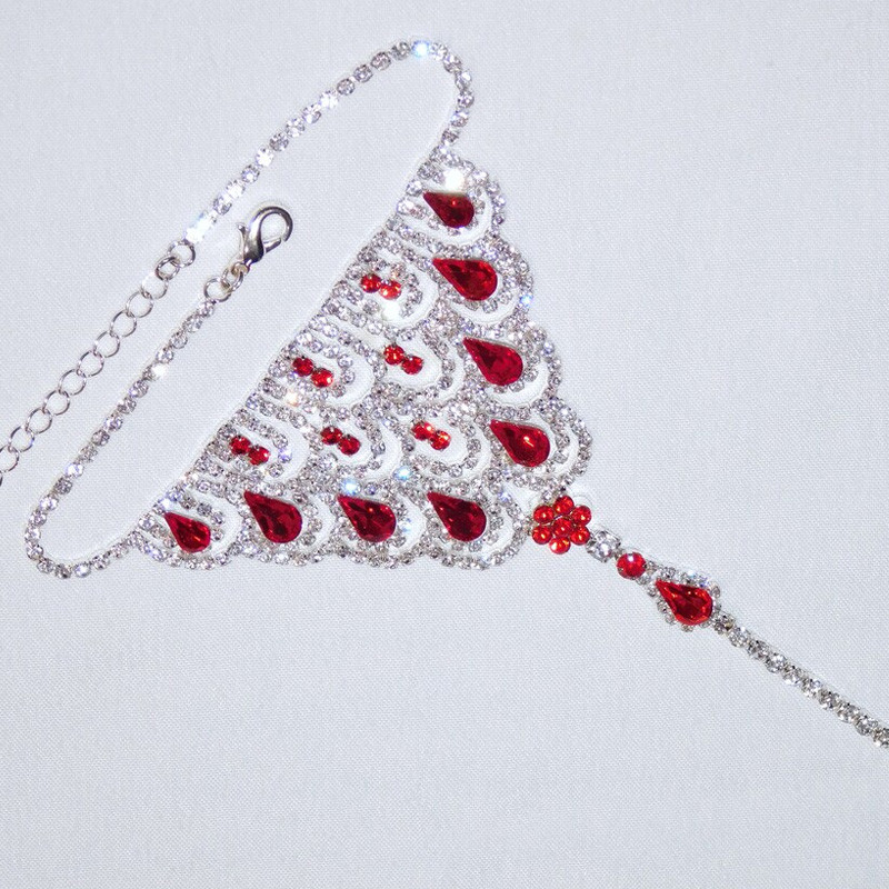 Stonefans Ruby Red Crystal Anklet Kalnų krištolas pėdų grandinėlė moterims Boho Kalnų krištolinio piršto kojos kulkšnies basomis basutėmis pėdų papuošalai