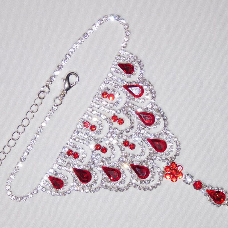 Stonefans Ruby Red Crystal Anklet Kalnų krištolas pėdų grandinėlė moterims Boho Kalnų krištolinio piršto kojos kulkšnies basomis basutėmis pėdų papuošalai