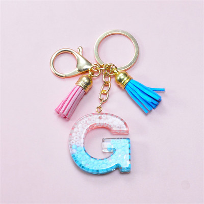 Madingi akriliniai ryžių karoliukai Raktų pakabukas Piniginė Piniginė Charms Crystal 26 Initials Raktų pakabukai Moterims Vaikų Dovanos vakarėliams