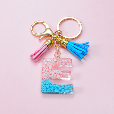 Madingi akriliniai ryžių karoliukai Raktų pakabukas Piniginė Piniginė Charms Crystal 26 Initials Raktų pakabukai Moterims Vaikų Dovanos vakarėliams