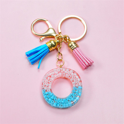 Madingi akriliniai ryžių karoliukai Raktų pakabukas Piniginė Piniginė Charms Crystal 26 Initials Raktų pakabukai Moterims Vaikų Dovanos vakarėliams