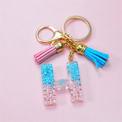 Madingi akriliniai ryžių karoliukai Raktų pakabukas Piniginė Piniginė Charms Crystal 26 Initials Raktų pakabukai Moterims Vaikų Dovanos vakarėliams