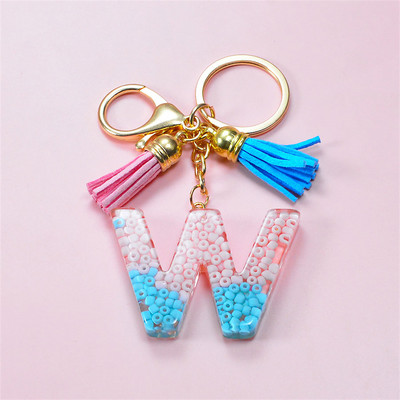 Madingi akriliniai ryžių karoliukai Raktų pakabukas Piniginė Piniginė Charms Crystal 26 Initials Raktų pakabukai Moterims Vaikų Dovanos vakarėliams