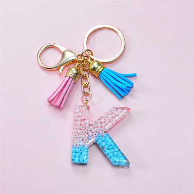 Madingi akriliniai ryžių karoliukai Raktų pakabukas Piniginė Piniginė Charms Crystal 26 Initials Raktų pakabukai Moterims Vaikų Dovanos vakarėliams