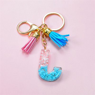 Madingi akriliniai ryžių karoliukai Raktų pakabukas Piniginė Piniginė Charms Crystal 26 Initials Raktų pakabukai Moterims Vaikų Dovanos vakarėliams