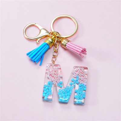 Madingi akriliniai ryžių karoliukai Raktų pakabukas Piniginė Piniginė Charms Crystal 26 Initials Raktų pakabukai Moterims Vaikų Dovanos vakarėliams