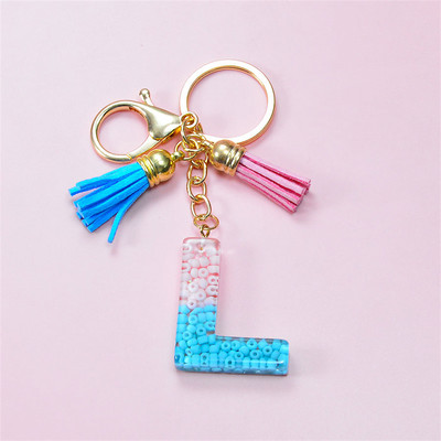 Madingi akriliniai ryžių karoliukai Raktų pakabukas Piniginė Piniginė Charms Crystal 26 Initials Raktų pakabukai Moterims Vaikų Dovanos vakarėliams