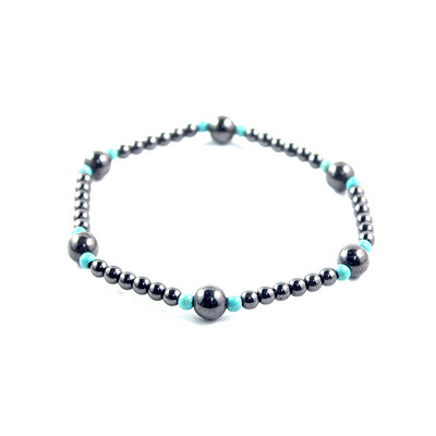 Hematit magnetic margele rotunde glezna cu margele cu margele de piatra ochi de pisică Lanț pentru picioare Bijuterii de plajă lucrate manual ANK1008