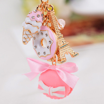 EASYA Franța Paris Drăguț Macaroon Effiel Tower Macarons Breloc colorat Breloc Geantă Pandantiv Car Charm Suport cheie