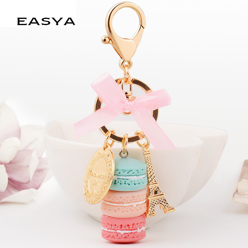 EASYA Franța Paris Drăguț Macaroon Effiel Tower Macarons Breloc colorat Breloc Geantă Pandantiv Car Charm Suport cheie
