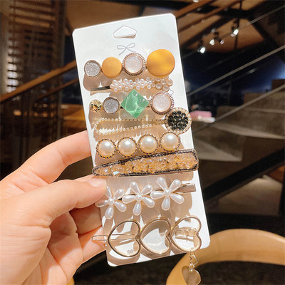 Agrafă de păr cu perle de modă din Coreea pentru femei 2022 pentru fete, cu strasuri geometrice, agrafe cu flori, accesorii pentru păr, costum