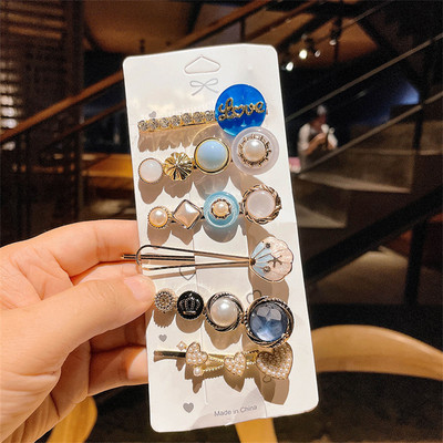 Agrafă de păr cu perle de modă din Coreea pentru femei 2022 pentru fete, cu strasuri geometrice, agrafe cu flori, accesorii pentru păr, costum