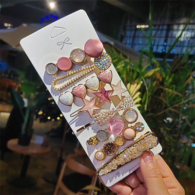 Agrafă de păr cu perle de modă din Coreea pentru femei 2022 pentru fete, cu strasuri geometrice, agrafe cu flori, accesorii pentru păr, costum