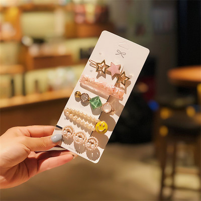 Agrafă de păr cu perle de modă din Coreea pentru femei 2022 pentru fete, cu strasuri geometrice, agrafe cu flori, accesorii pentru păr, costum