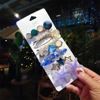 Agrafă de păr cu perle de modă din Coreea pentru femei 2022 pentru fete, cu strasuri geometrice, agrafe cu flori, accesorii pentru păr, costum