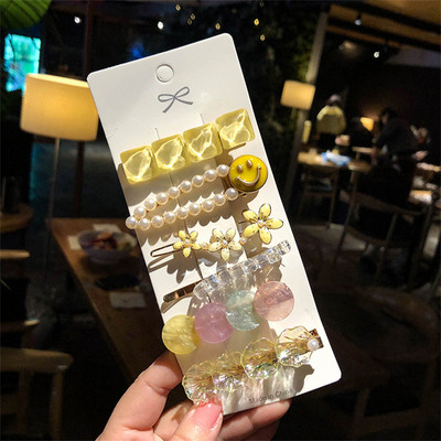 Agrafă de păr cu perle de modă din Coreea pentru femei 2022 pentru fete, cu strasuri geometrice, agrafe cu flori, accesorii pentru păr, costum