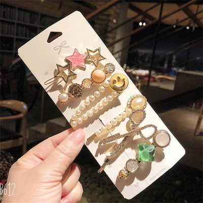 Agrafă de păr cu perle de modă din Coreea pentru femei 2022 pentru fete, cu strasuri geometrice, agrafe cu flori, accesorii pentru păr, costum