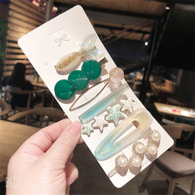 Agrafă de păr cu perle de modă din Coreea pentru femei 2022 pentru fete, cu strasuri geometrice, agrafe cu flori, accesorii pentru păr, costum