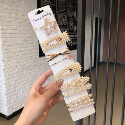 Agrafă de păr cu perle de modă din Coreea pentru femei 2022 pentru fete, cu strasuri geometrice, agrafe cu flori, accesorii pentru păr, costum