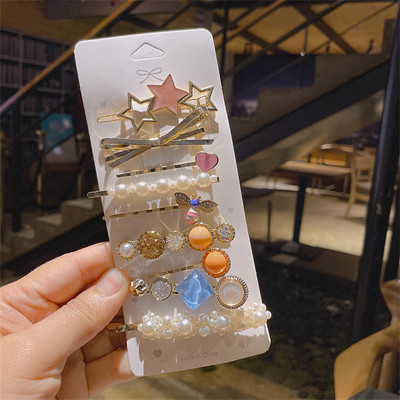 Agrafă de păr cu perle de modă din Coreea pentru femei 2022 pentru fete, cu strasuri geometrice, agrafe cu flori, accesorii pentru păr, costum