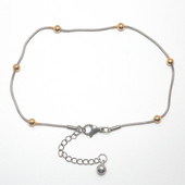 Bratara de glezna din otel inoxidabil 304 Culoarea argintii/Culoare aurie Bratara rotunda de glezna cu farmec pentru femei Bijuterii Lant descult, 1 bucata