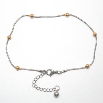 Bratara de glezna din otel inoxidabil 304 Culoarea argintii/Culoare aurie Bratara rotunda de glezna cu farmec pentru femei Bijuterii Lant descult, 1 bucata