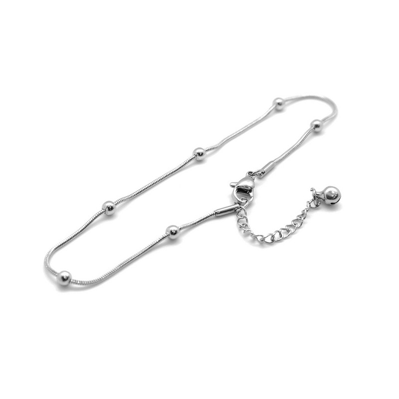 Bratara de glezna din otel inoxidabil 304 Culoarea argintii/Culoare aurie Bratara rotunda de glezna cu farmec pentru femei Bijuterii Lant descult, 1 bucata