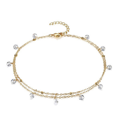 MinaMaMa Multilyaer din oțel inoxidabil ciucuri de zircon cristal gleznă pentru femei Yoga plajă brățară picior glezne bijuterii lanț pentru picioare