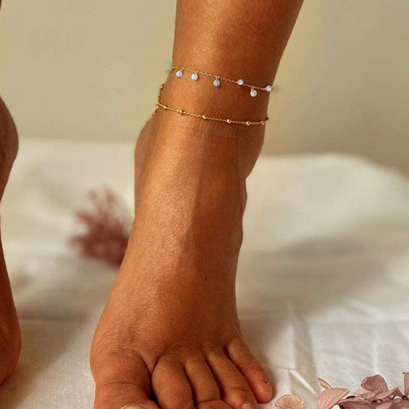 MinaMaMa Multilyaer din oțel inoxidabil ciucuri de zircon cristal gleznă pentru femei Yoga plajă brățară picior glezne bijuterii lanț pentru picioare