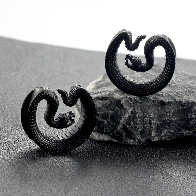 Casvort 2 bucăți șai șarpe din oțel inoxidabil 316, calibre pentru urechi, tuneluri de piercing, calibre pentru șa, bijuterii pentru piercing pentru corp