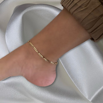 GD Fashion Женски бижута за глезена от неръждаема стомана Летни дамски златни пръстени с верига Figaro за подарък