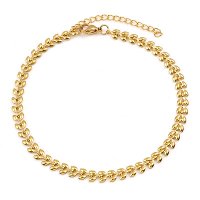 DoreenBeads narukvica od nehrđajućeg čelika zlatne boje za žene Lanac za plažu, stopalo za nogu Narukvice za gležnjeve Nakit Poklon 22,5 cm-23,5 cm, 1 komad