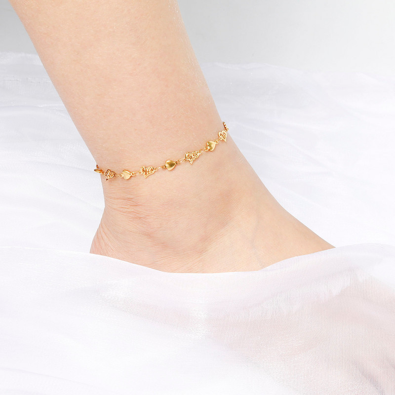 DoreenBeads narukvica od nehrđajućeg čelika zlatne boje za žene Lanac za plažu, stopalo za nogu Narukvice za gležnjeve Nakit Poklon 22,5 cm-23,5 cm, 1 komad