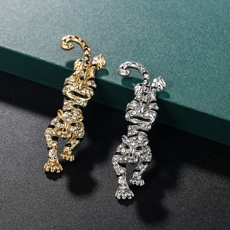 baiduqiandu nou sosire Antique Aur Placat cu strasuri Pave Tiger Brooch Pins