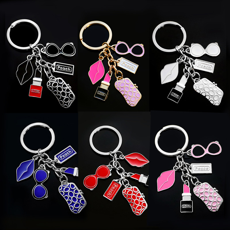 Moda rafinat breloc ochelari portofel ruj buze accesorii cadouri creative mici doamne femei genți ornamente lanț cheie