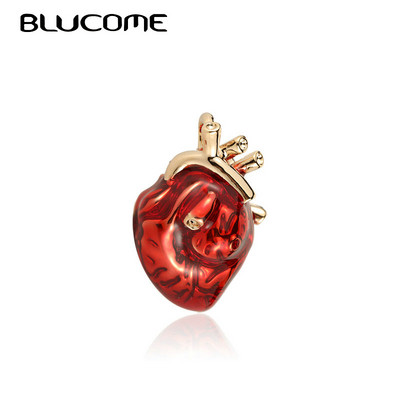 Blucome Red Enamel Vivid Heart Брошки Жени Мъже Пуловер Висулка Болница Клиника Професионална униформа Доктор Брошка Значка Игли