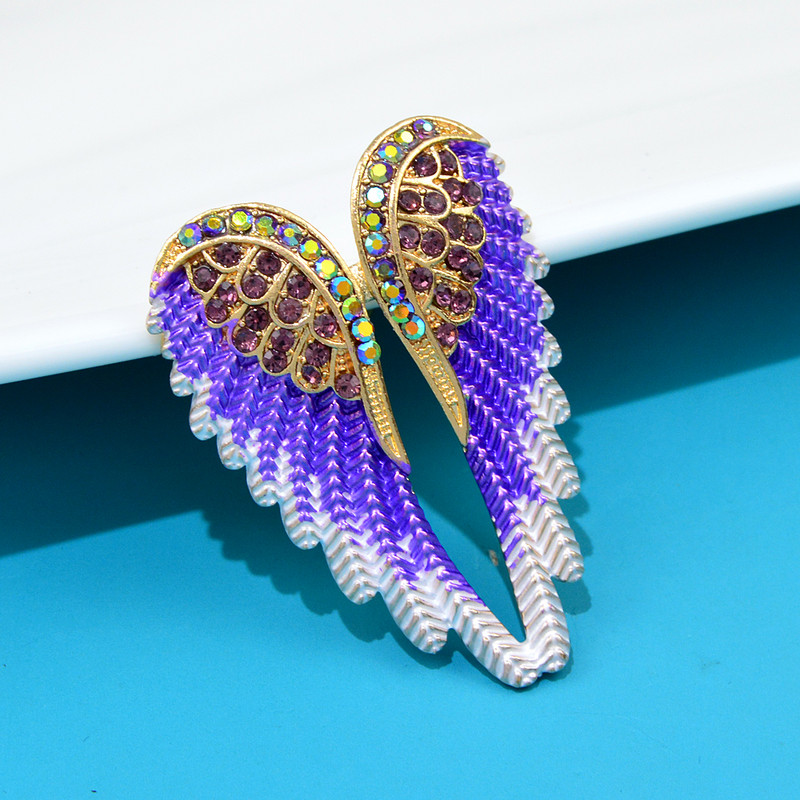 CINDY XIANG Broșe cu aripi cu stras pentru femei Bijuterii cu înger frumos cu stras 4 culori disponibile cadou pentru ace de naștere de nuntă