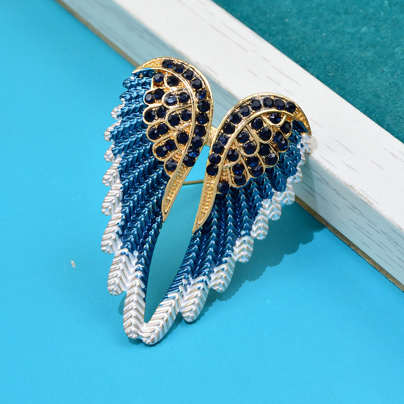 CINDY XIANG Broșe cu aripi cu stras pentru femei Bijuterii cu înger frumos cu stras 4 culori disponibile cadou pentru ace de naștere de nuntă