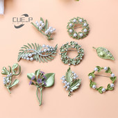 Broșă cu perle de plantă verde de epocă nou-nouță Broșă cu frunze de flori Cadou de bijuterii pentru doamne