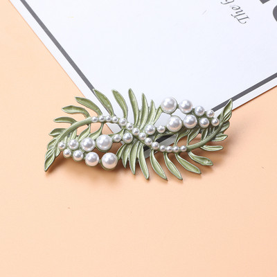 Broșă cu perle de plantă verde de epocă nou-nouță Broșă cu frunze de flori Cadou de bijuterii pentru doamne