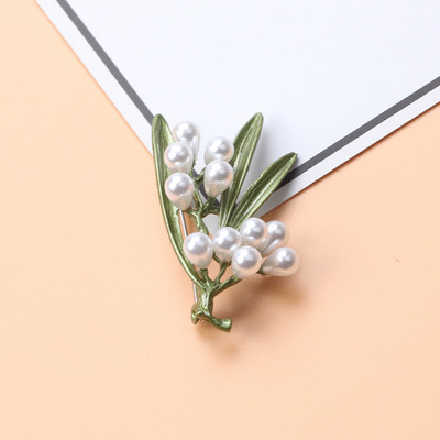 Broșă cu perle de plantă verde de epocă nou-nouță Broșă cu frunze de flori Cadou de bijuterii pentru doamne