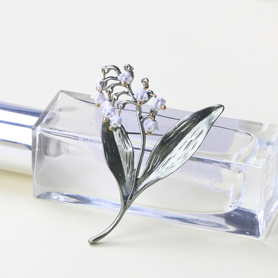 Broșă cu perle de plantă verde de epocă nou-nouță Broșă cu frunze de flori Cadou de bijuterii pentru doamne