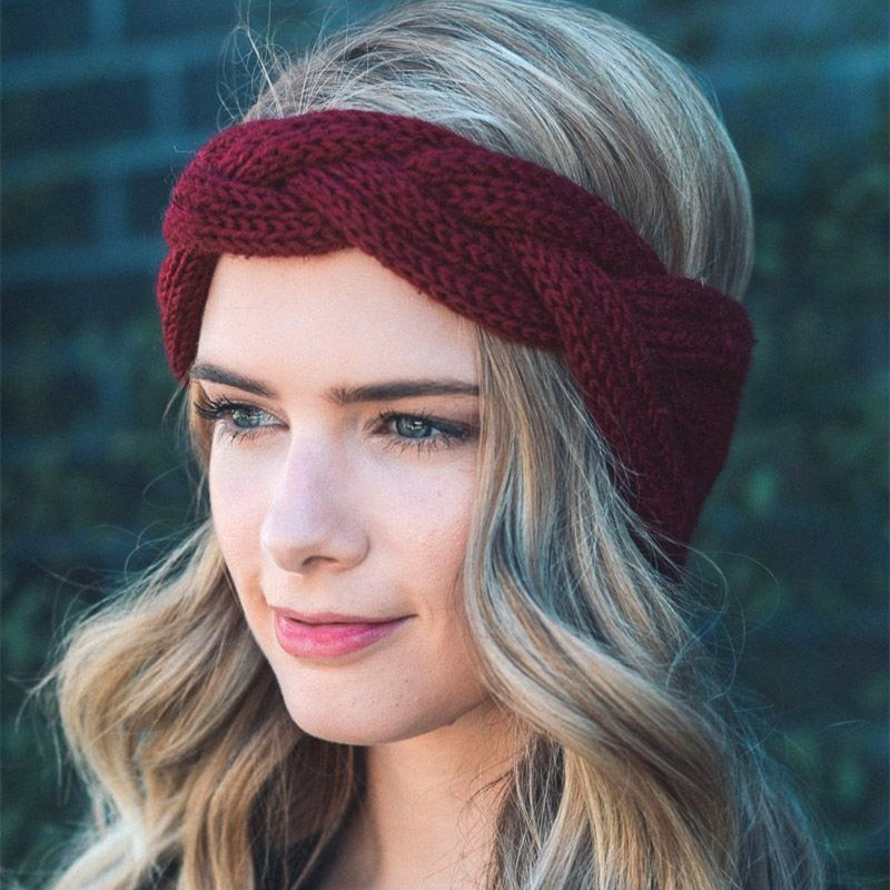 Nouă lână roșie cruce cruce de sus cu nod benzi elastice de păr pentru femei, moale, culoare solidă, turban, bentite, accesorii de păr pentru fete