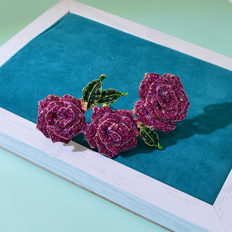 CINDY XIANG Broșe cu flori mari cu stras pentru femei, la modă vintage, ace de iarnă, 3 culori disponibile Cadouri bune de aniversare