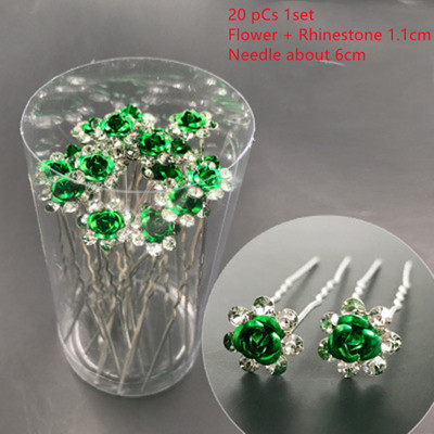 20 bucăți/set Noi femei, flori, ac de păr Stick de nuntă, cristal perlat, agrafă de păr în formă de U, accesorii de păr, comerț cu ridicata