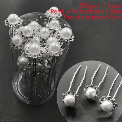 20 bucăți/set Noi femei, flori, ac de păr Stick de nuntă, cristal perlat, agrafă de păr în formă de U, accesorii de păr, comerț cu ridicata